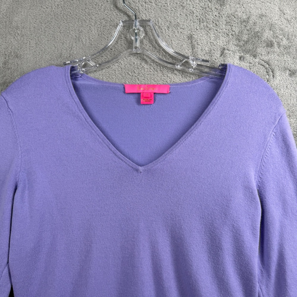 Lilly‎ Pulitzer Purple Bow Sleeve Sweater Size S Preppy Girly Casual Resortwear - Picture 4 of 10